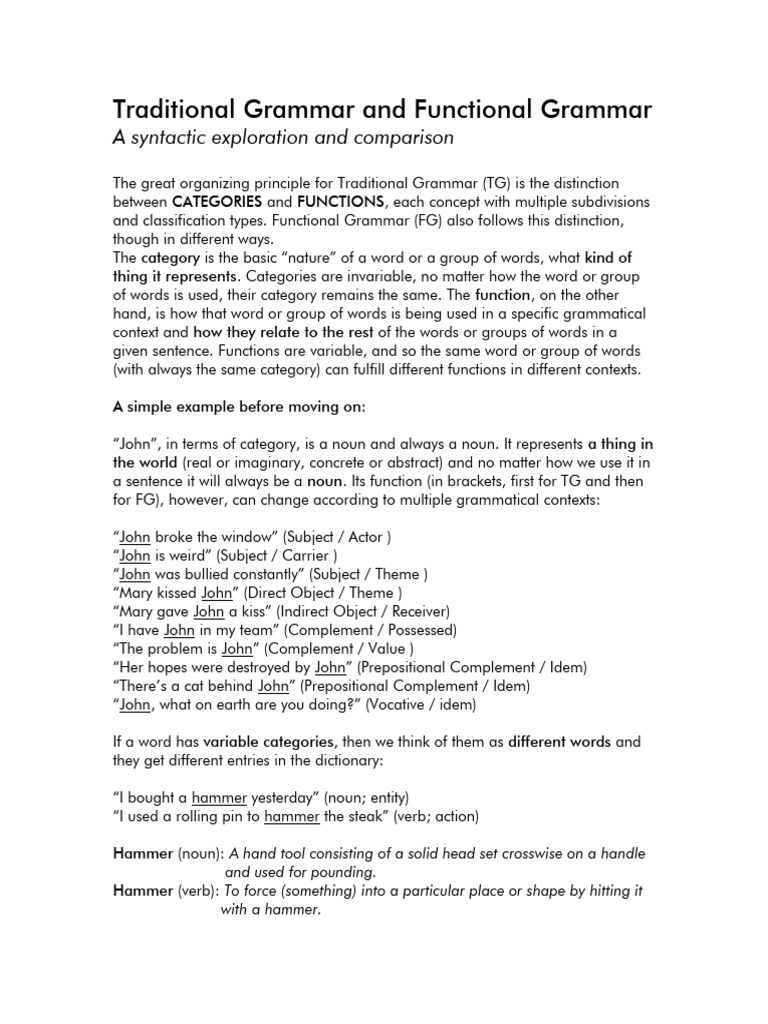 Comparing Traditional and Functional Grammar | PDF | Verb | Clause