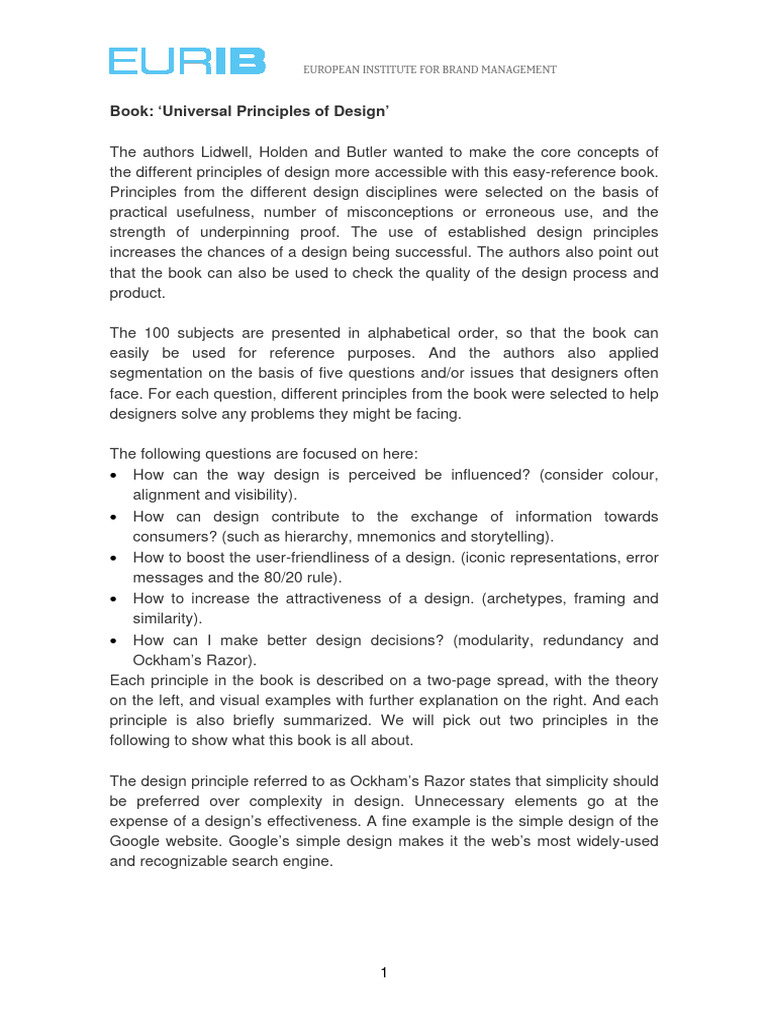 Universal Principles of Design Overview | PDF | Design | Cognition