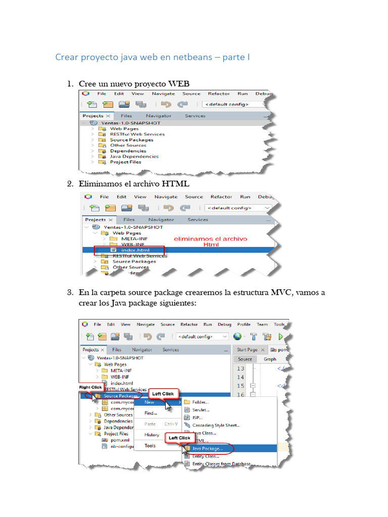 Proyecto Java Web en NetBeans: Parte I | PDF | Java (lenguaje de ...