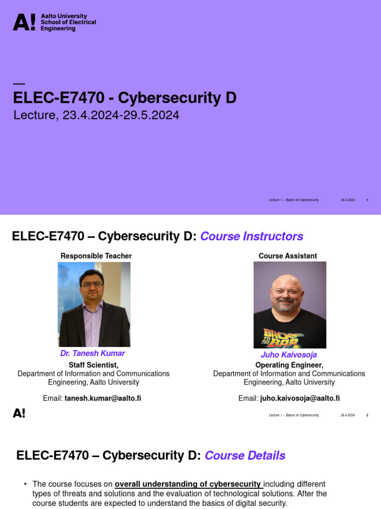 Lecture 1 - Basics of Cybersecurity-23042024 | PDF | Security ...