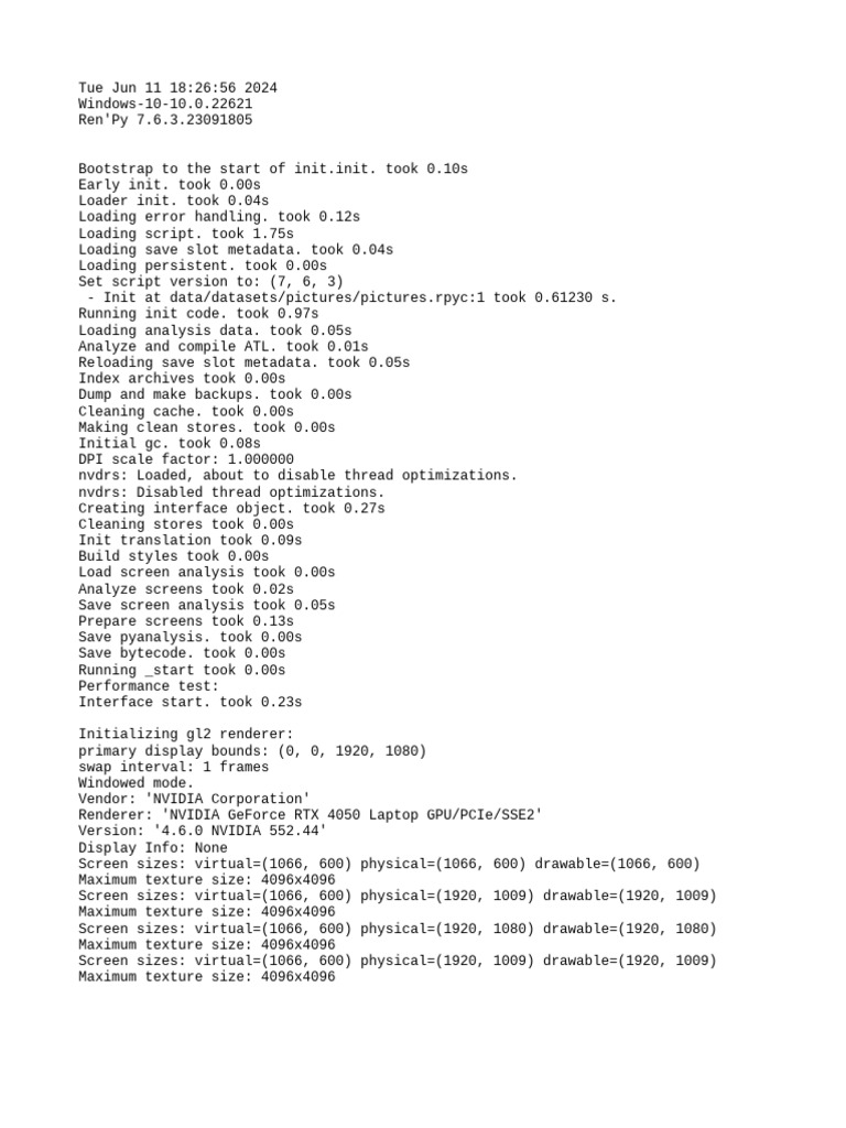 Ren'Py Performance Log | PDF | Computers