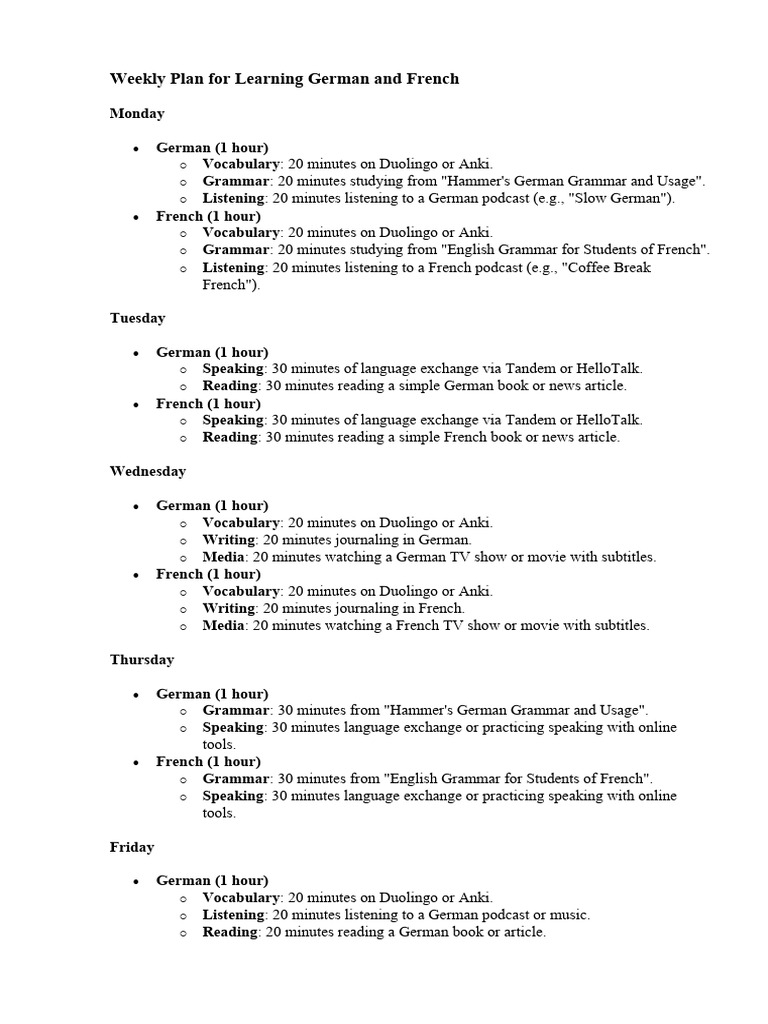 Bilingual Language Learning Plan | PDF | Vocabulary | French Language