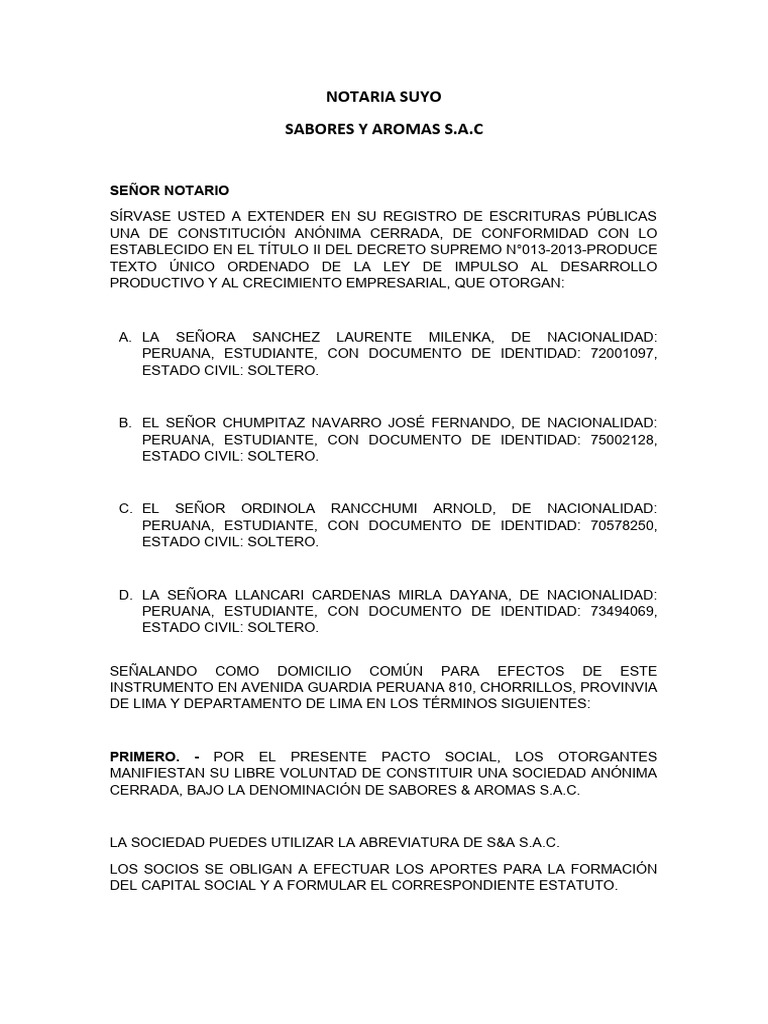 Minuta pdf sociedad de responsabilidad limitada business