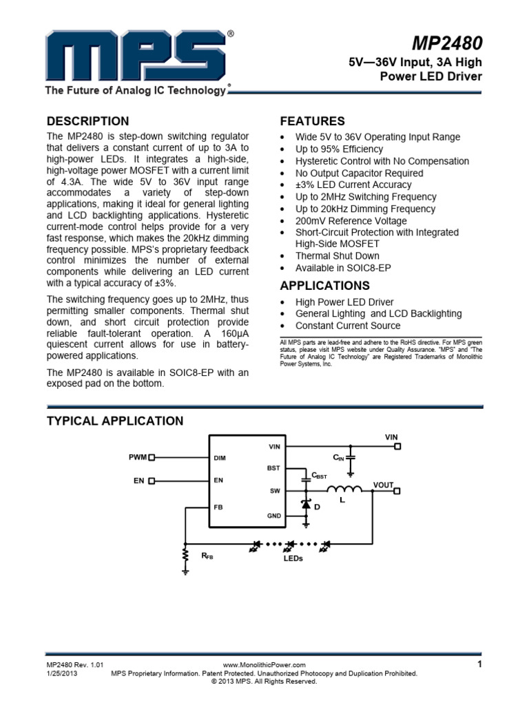 MP2480 | PDF | Capacitor | Rectifier