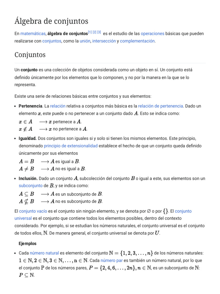 Álgebra de Conjuntos - Wikipedia, La Enciclopedia Libre | PDF ...