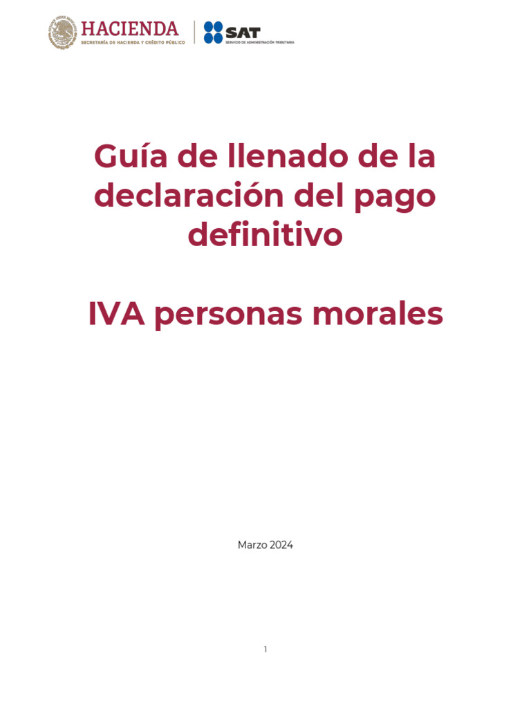 Guía para Declarar IVA Personas Morales | PDF | Impuesto al valor ...