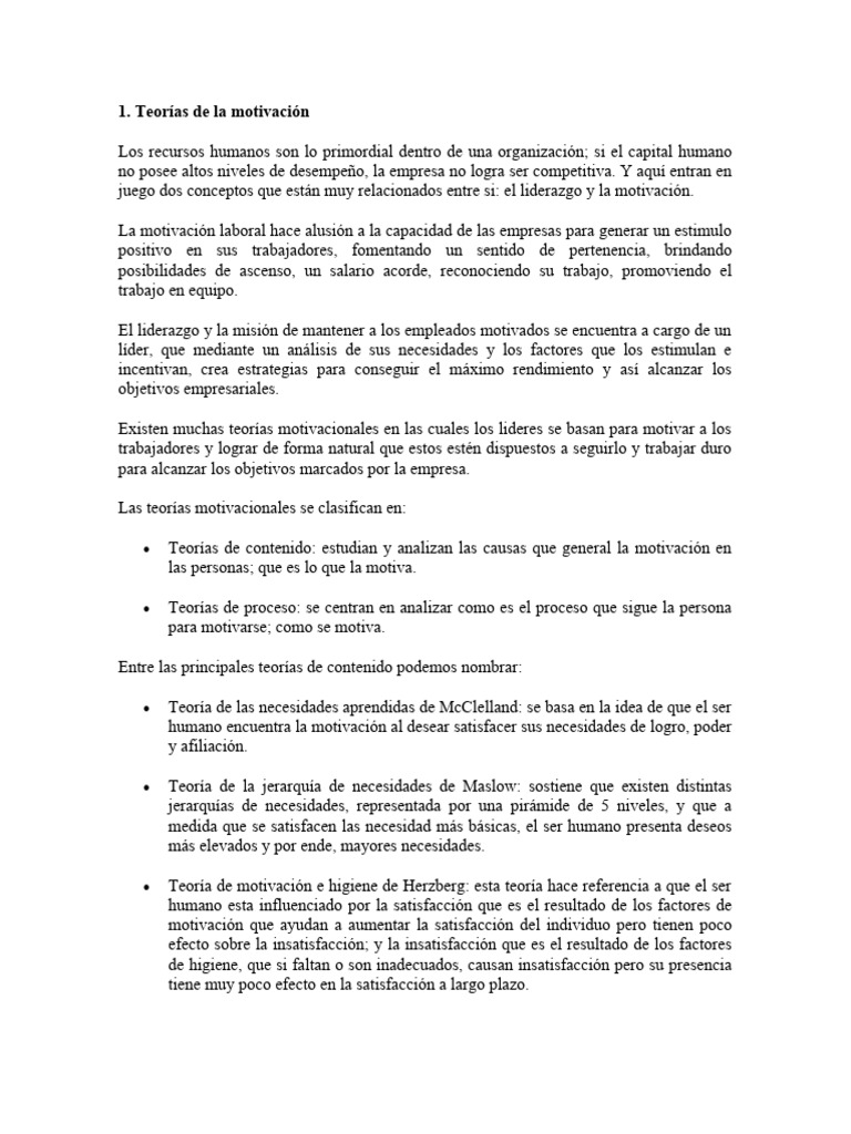 Teorías de La Motivación | PDF | Motivación | Motivacional
