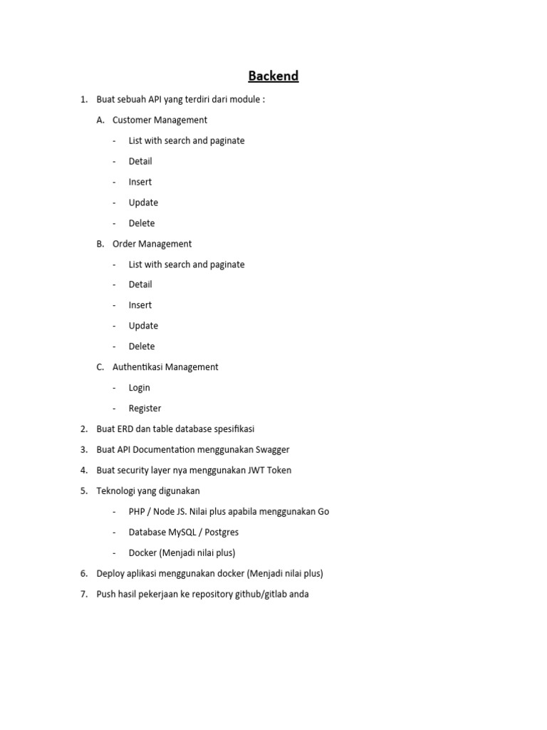 Ujian Teknis Developer Full Stack | PDF | Bisnis