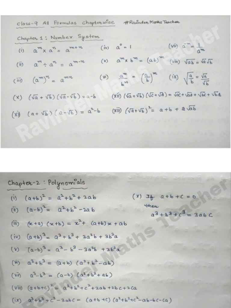 CLASS9MATHSALLFORMULASSESSION2022 | PDF