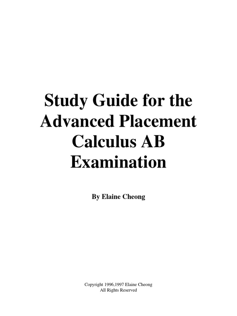 Study Guide For The Advanced Placement Calculus AB Examination | PDF ...
