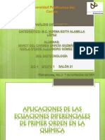 Aplicaciones de Las Ecuaciones Diferenciales de Primer Orden en La Química