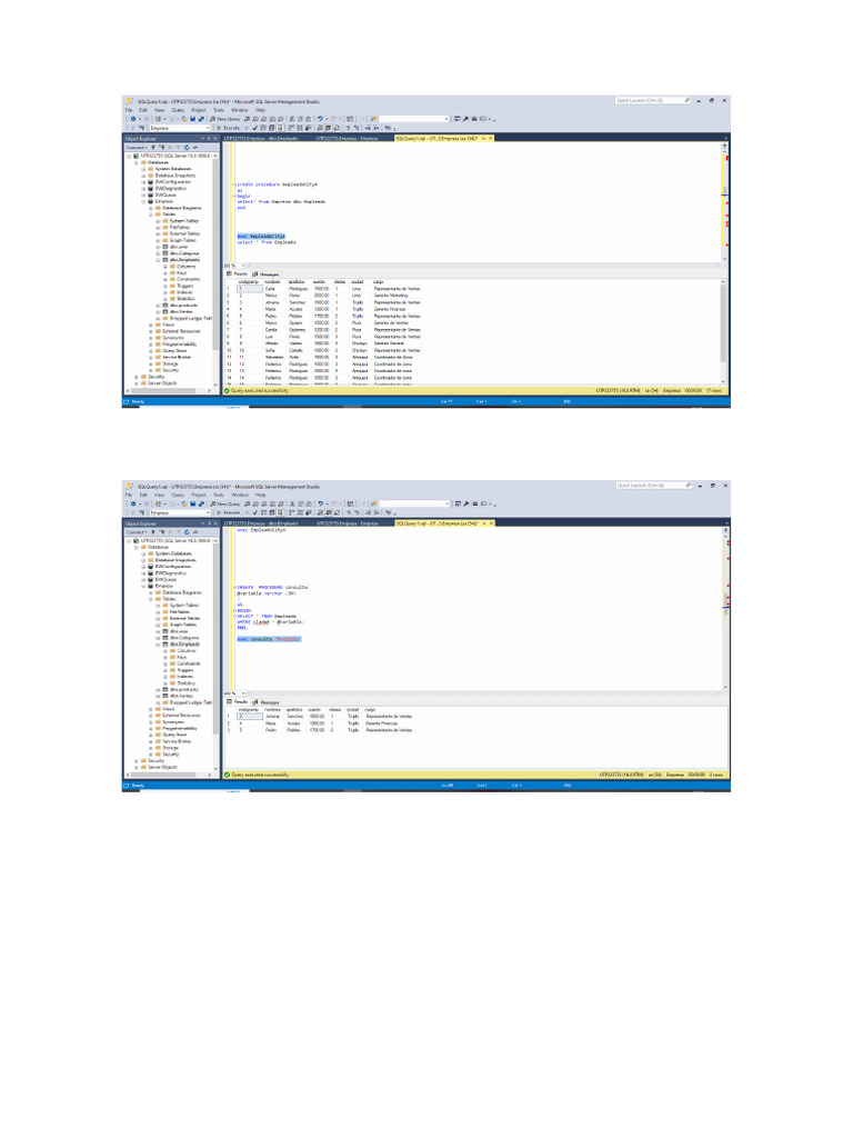 Procedimientos SQL para Gestión de Empleados | PDF | Bases de datos ...
