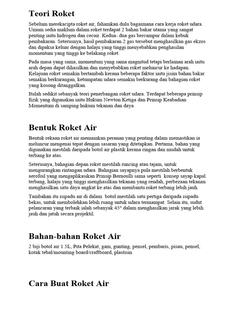 Panduan Membuat Roket Air | PDF | Sains & Matematika | Teknologi & Rekayasa