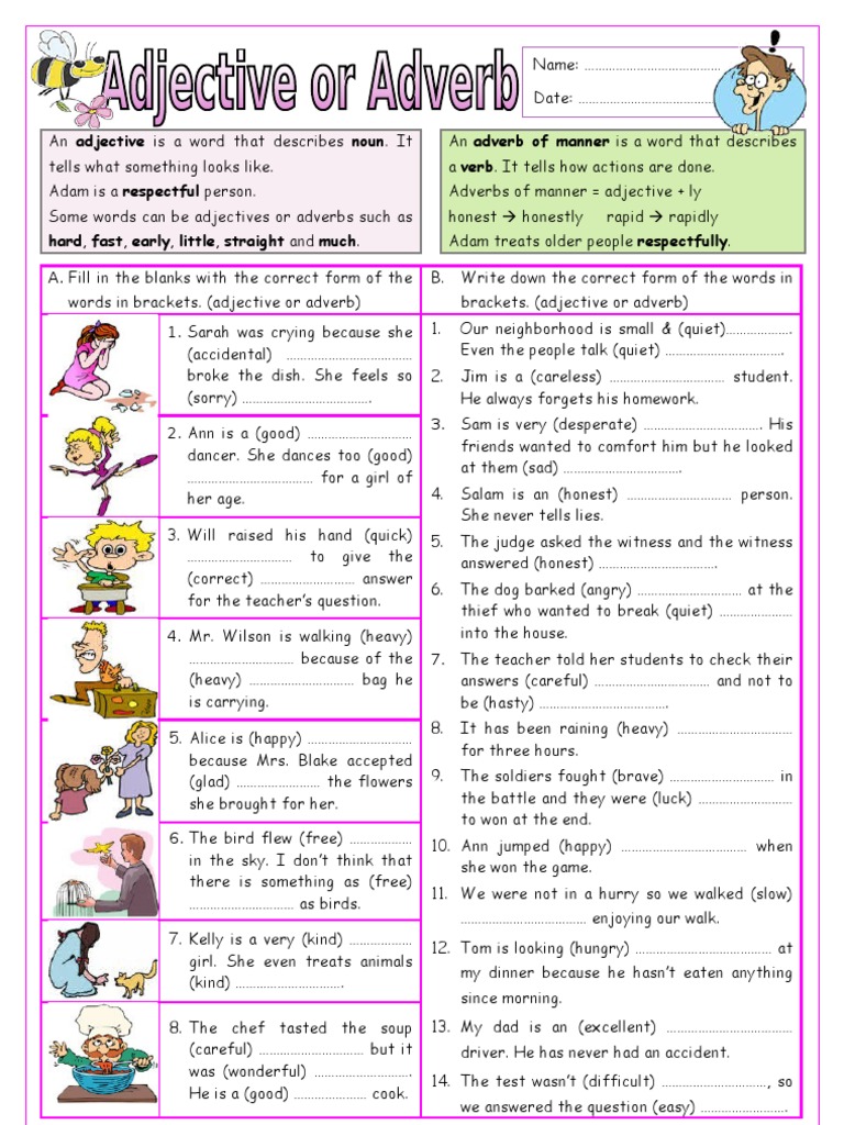 Adj Adv Phrase Worksheets