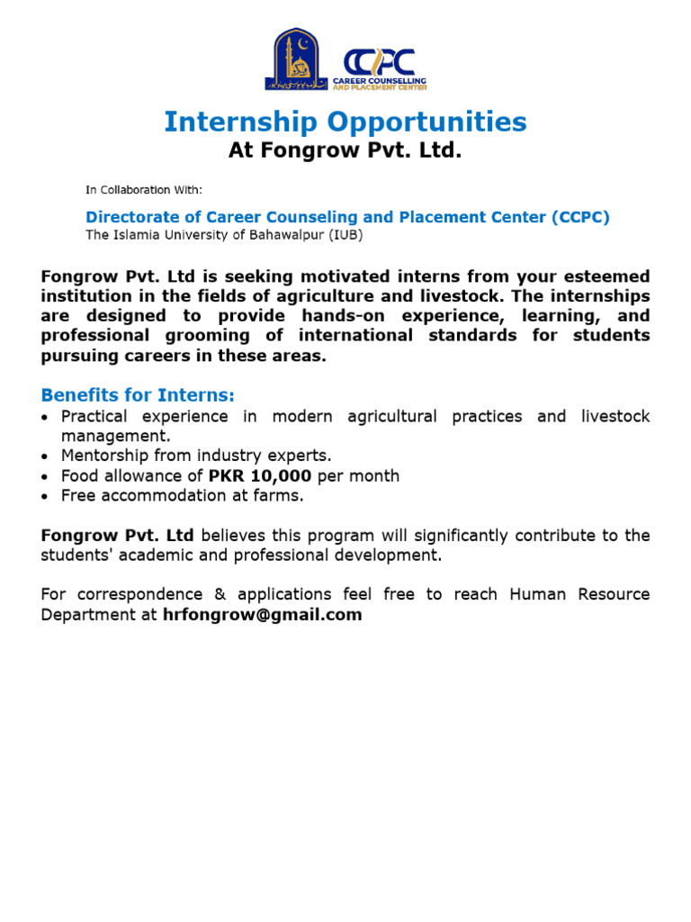Internship Opportunities at Fongrow | PDF | Business | Technology ...