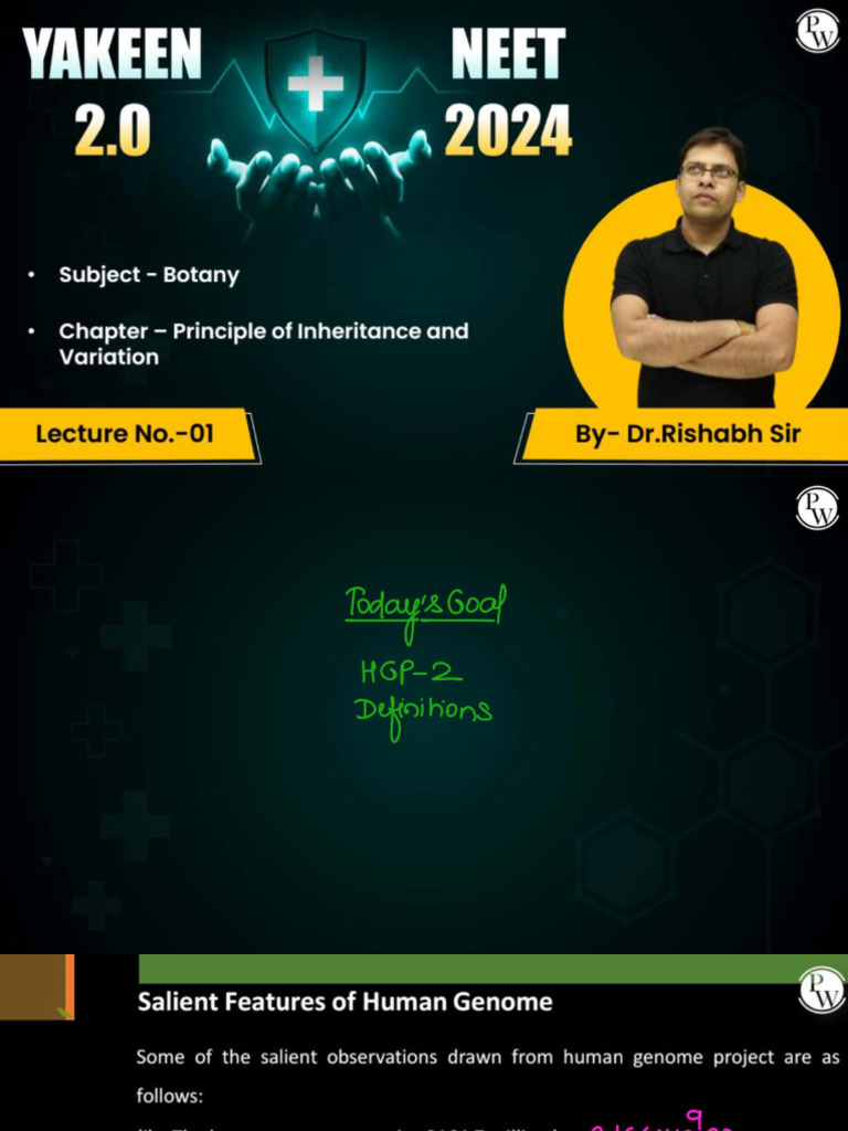 Principles of Inheritance and Variation 01 Class Notes | PDF