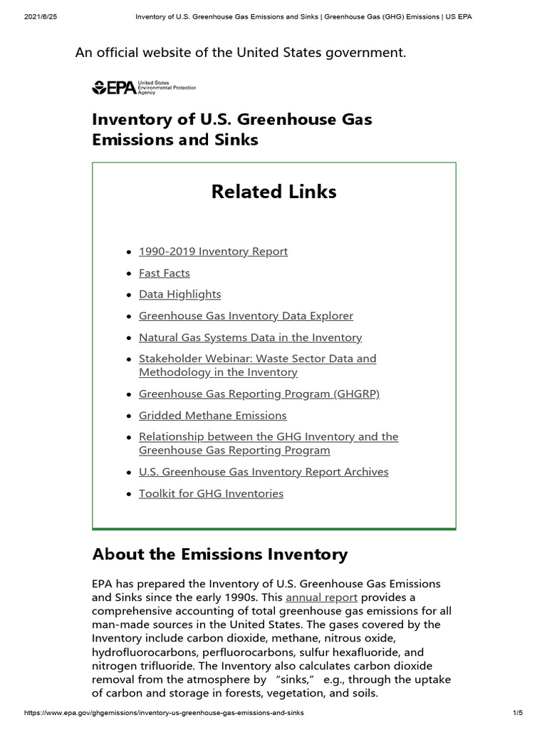 2023 U.S. Greenhouse Gas Inventory | PDF | Greenhouse Gas | Carbon Sink