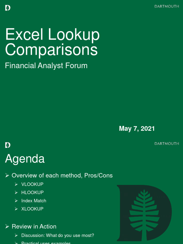 Excel Lookup Methods Overview | PDF | Database Index | Data Management