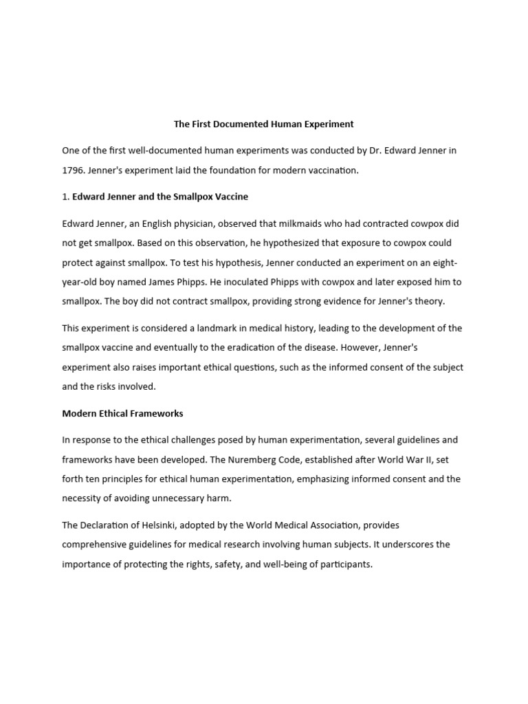 The First Documented Human Experiment | PDF