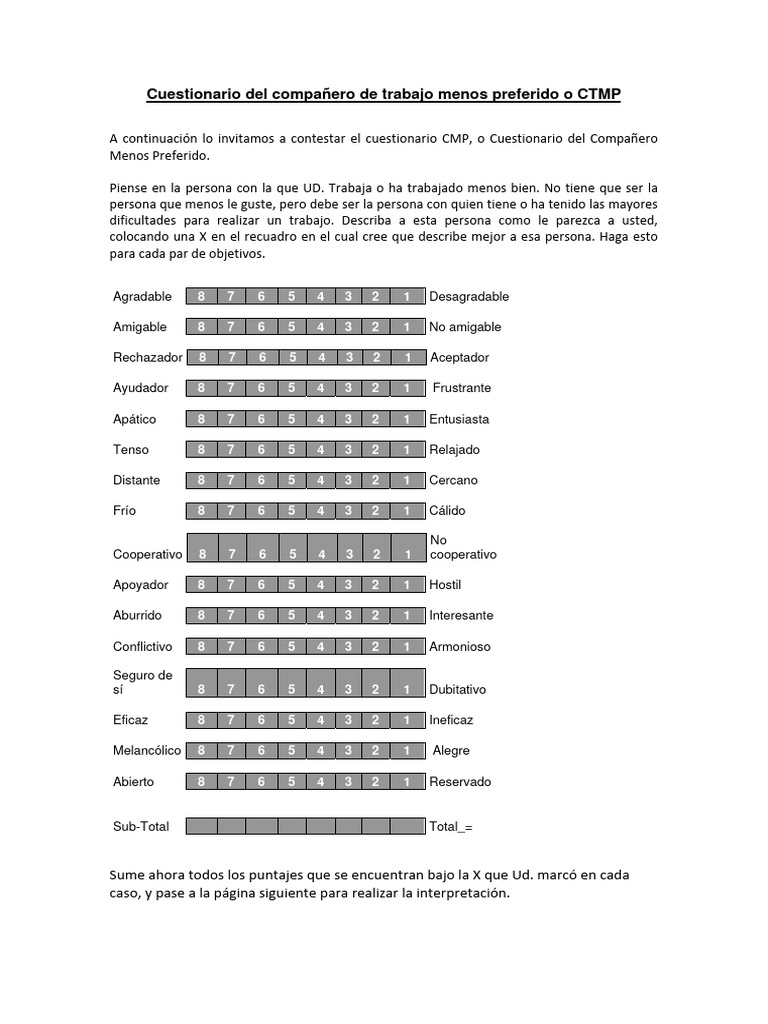 Cuestionario CTMP 2 PDF Free | PDF | Sicología | Ciencias del ...
