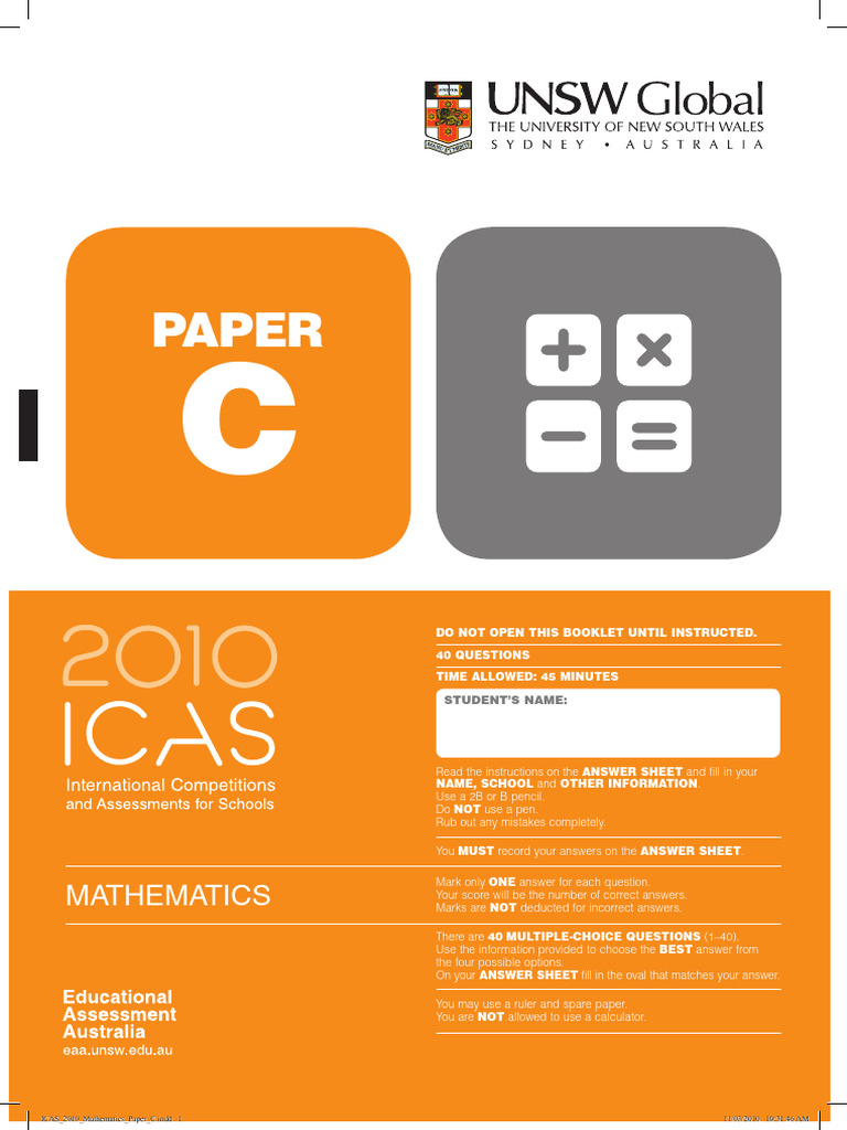 2010 ICAS Mathematics Paper C | PDF