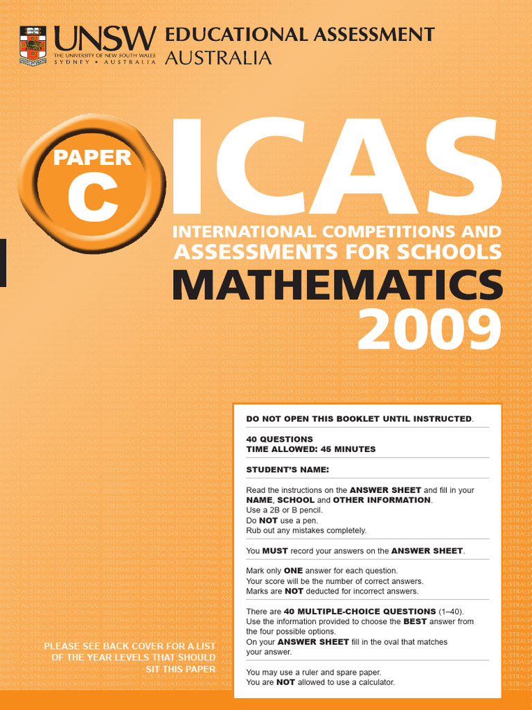 Year 5-6 ICAS Math Test | PDF | Triangle | Geometry
