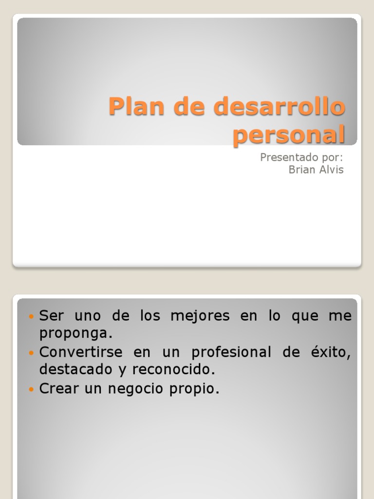 Plan de Desarrollo Personal y Profesional | PDF