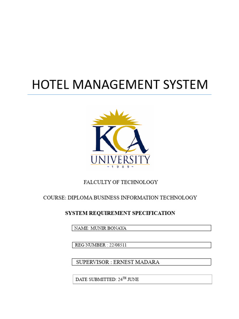 Hotel Management System SRS Document | PDF | Databases | World Wide Web