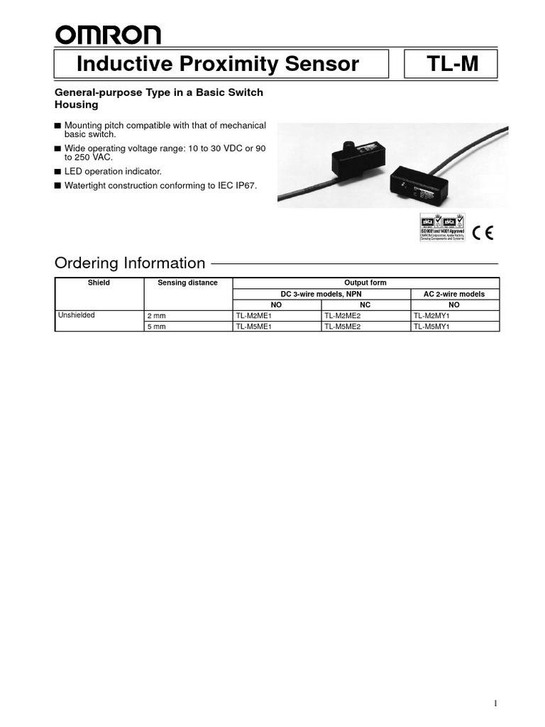 Inductive Proximity Sensor TL-M: Ordering Information | PDF ...