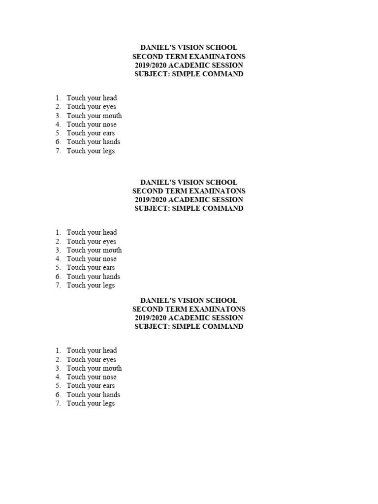 Simple Command Exam Instructions | PDF