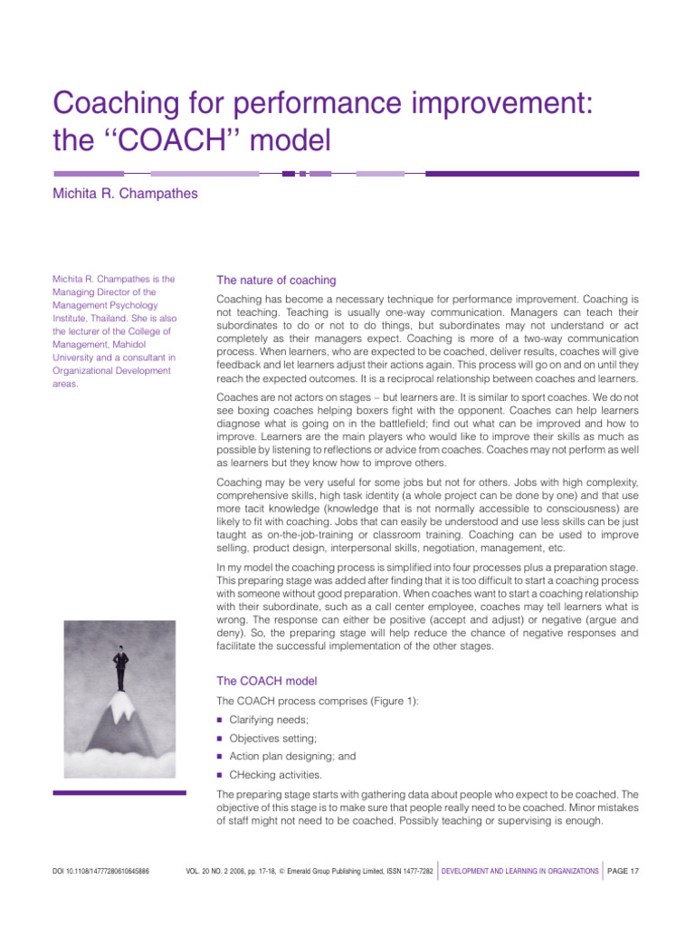 COACH Model for Performance Improvement | PDF | Learning | Knowledge