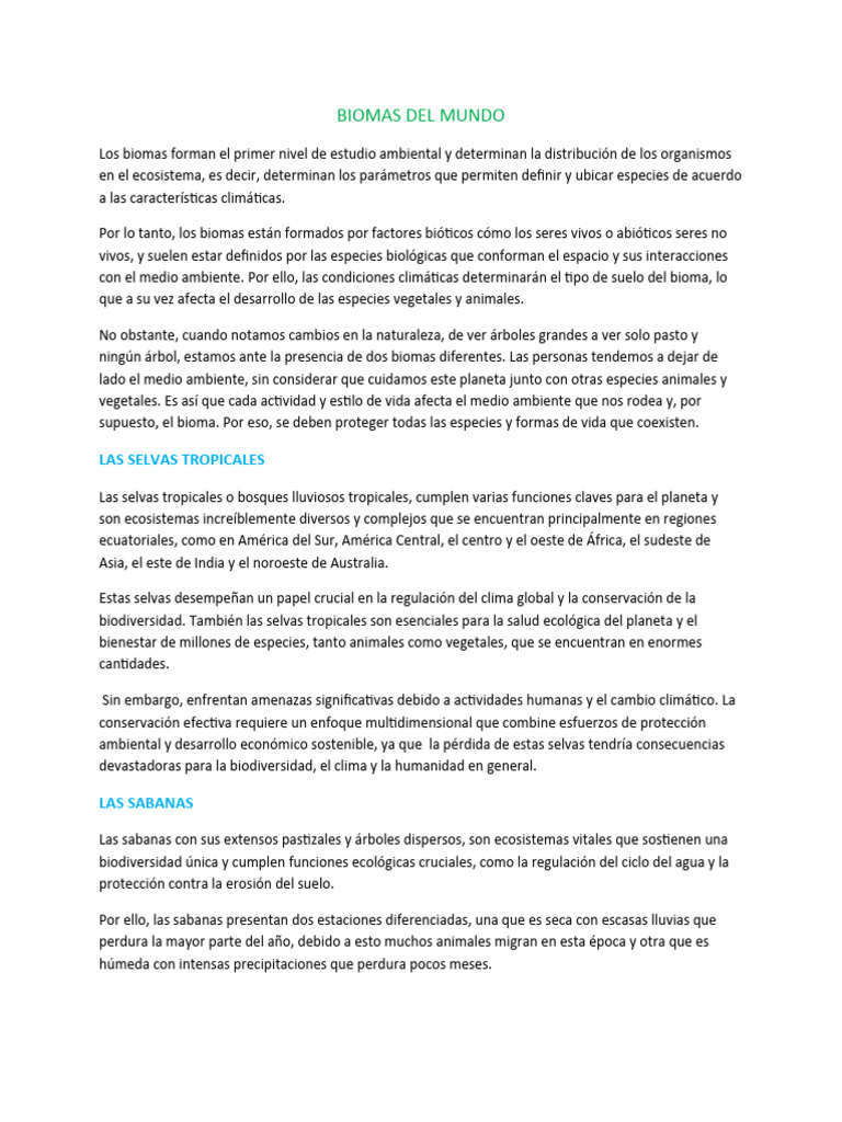 Análisis - Biomas Del Mundo | PDF | Entorno natural | Selva