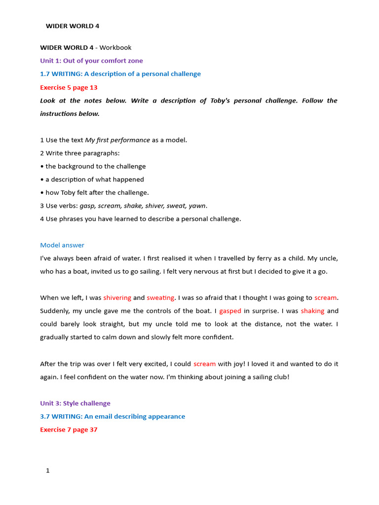 Wider World 4 Workbook Answers | PDF | Weightlessness | Vocabulary