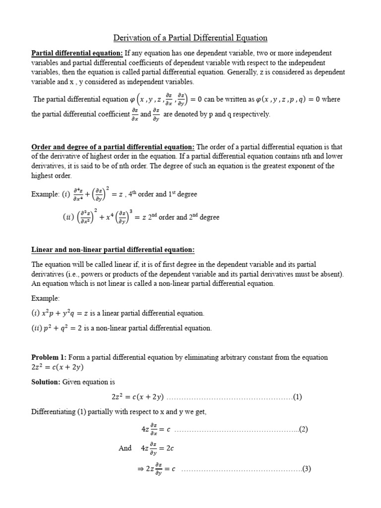 Deriving Partial Differential Equations | PDF | Equations | Nonlinear ...