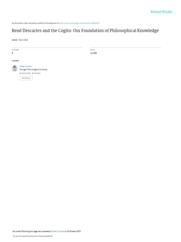 Cogito Ergo Sum Pdf René Descartes Idea