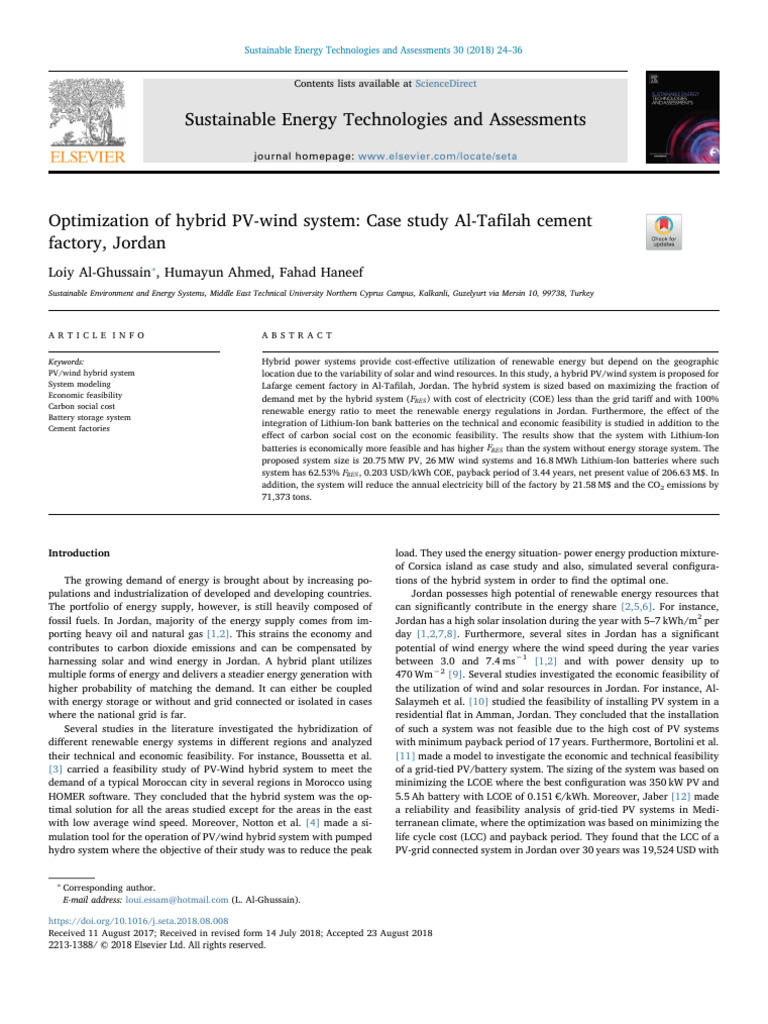 Hybrid PV-Wind System Optimization | PDF | Photovoltaics | Wind Power