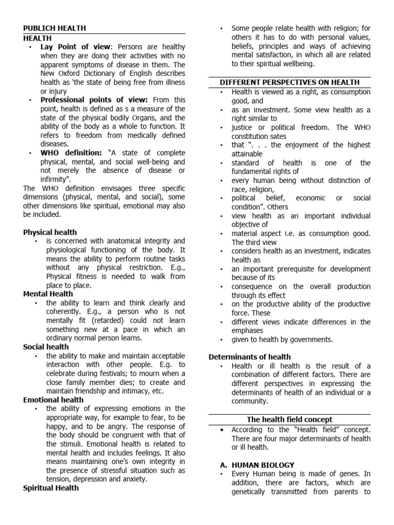 Understanding Health: Definitions & Determinants | PDF | Mental Health ...