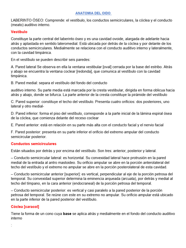 Anatomia Del Oido Pdf Oído Sistema Auditorio