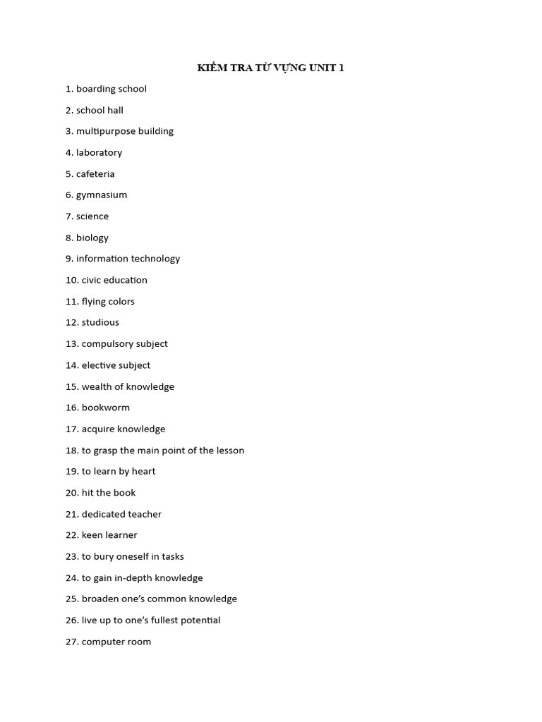 Vocabulary Test Unit 1 Terms | PDF | Science & Mathematics