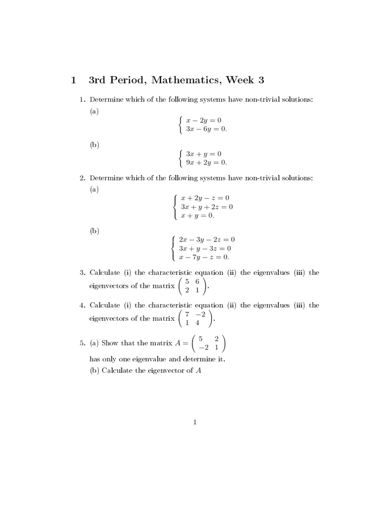 Non-Trivial Solutions and Eigenvalues in Math | PDF | Eigenvalues And ...