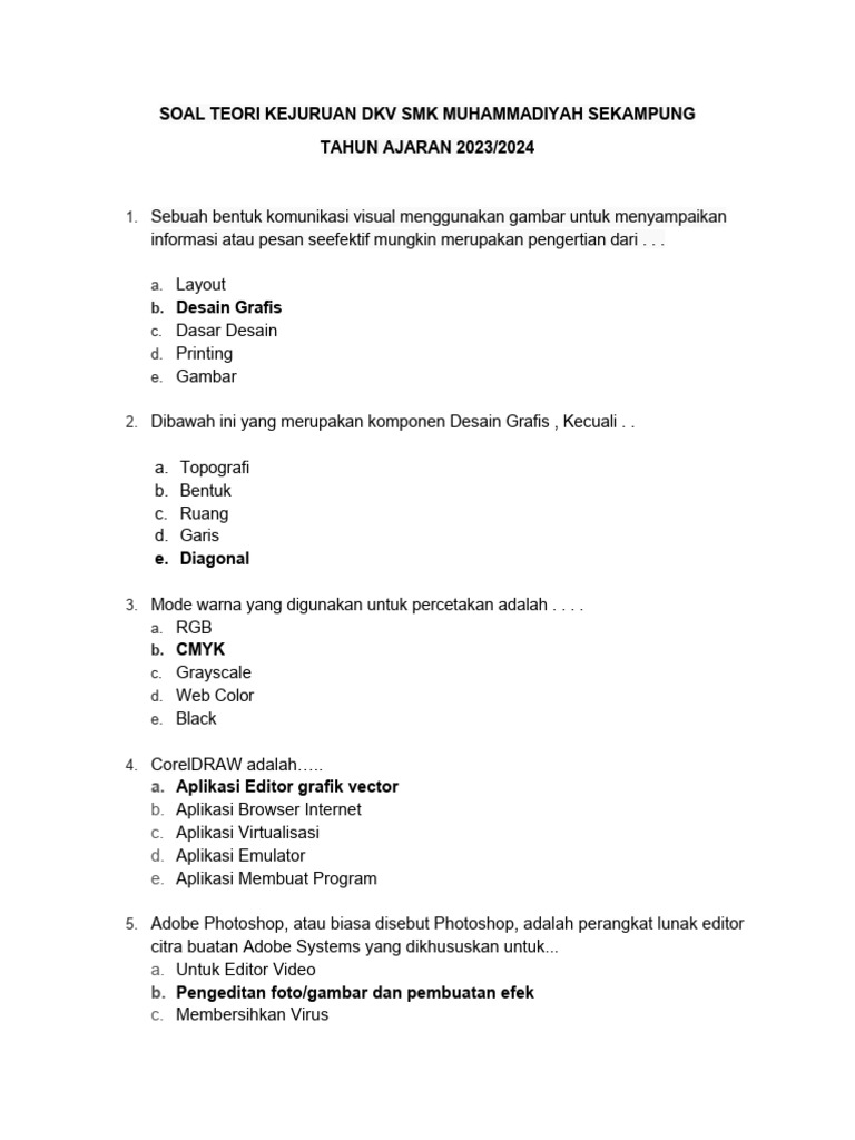 Soal Teori Kejuruan Dkv 2023 2024 Pdf