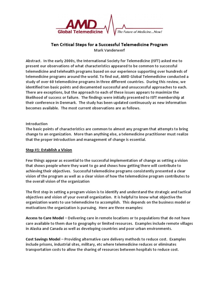 10 Steps Telemedicine Programs | PDF