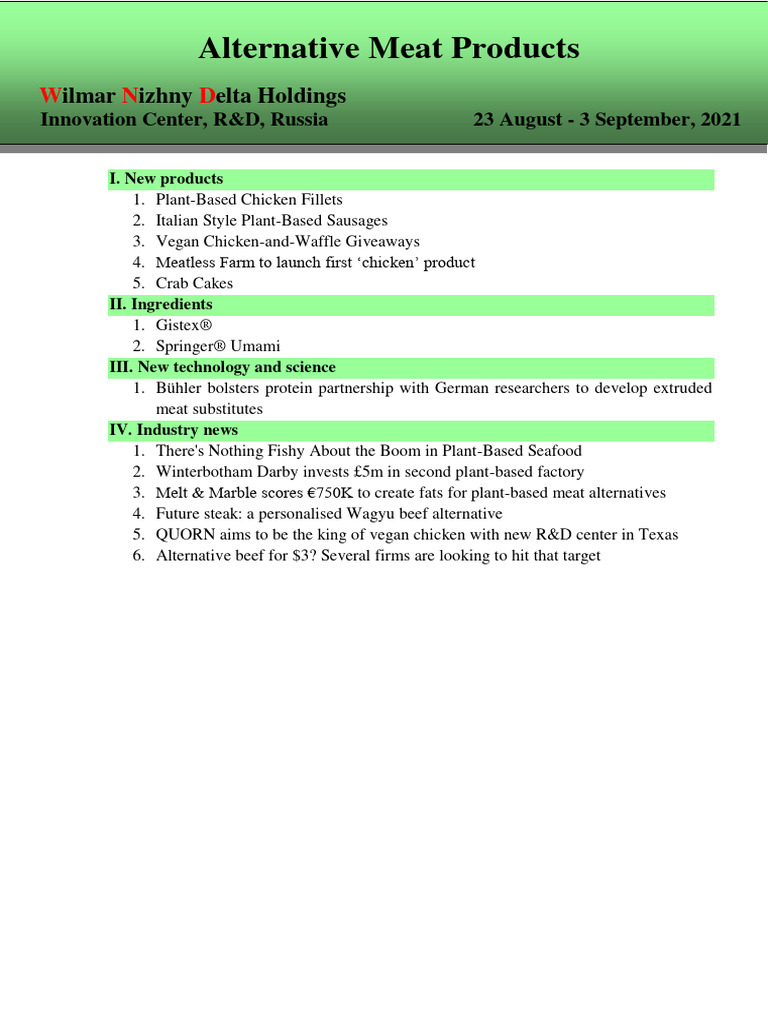 Alternative Meat Newsletter 13 | PDF | Umami | Taste