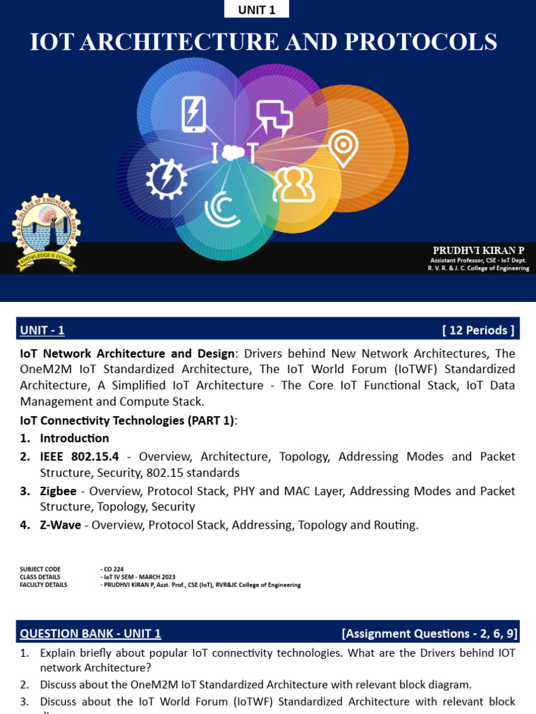 Internet of Things - Architecture and Protocols - Unit 1 | PDF ...