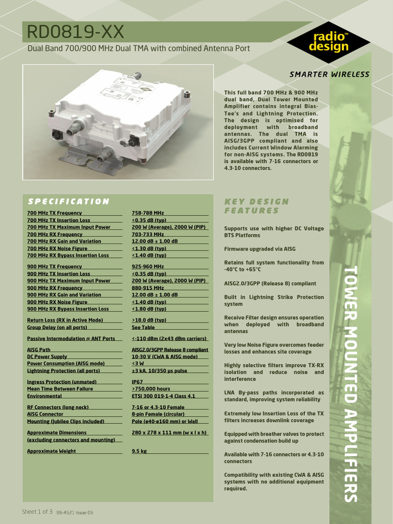 Radio Design - RD0819 - Datasheet | PDF | Electrical Engineering ...