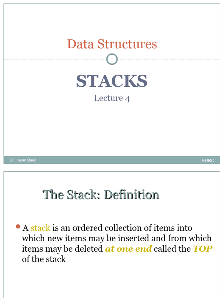 Lecture 4 Stack | PDF | Data Management | Algorithms And Data Structures