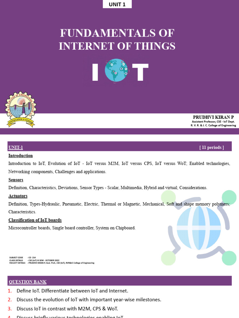 CIOT 2022 IoT Fundamentals Overview | PDF | Internet Of Things | Sensor