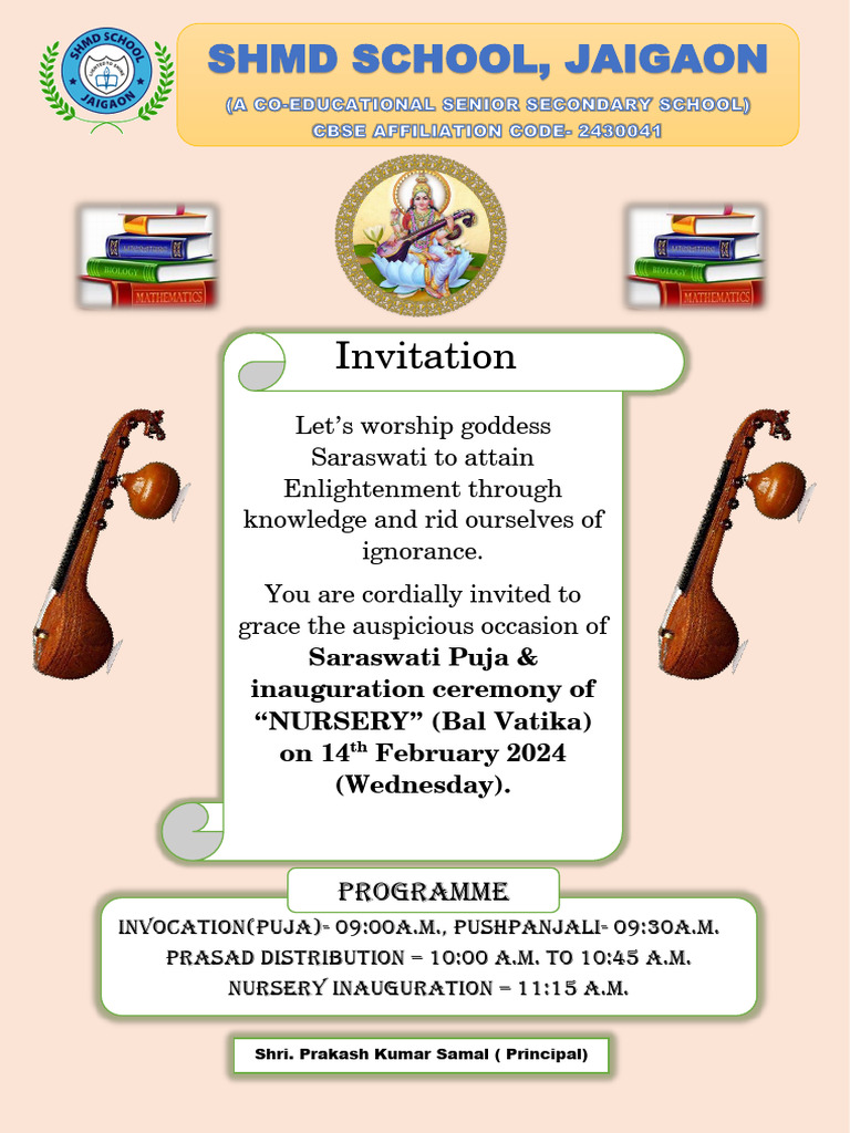 Saraswati Puja & Nursery Inauguration | PDF