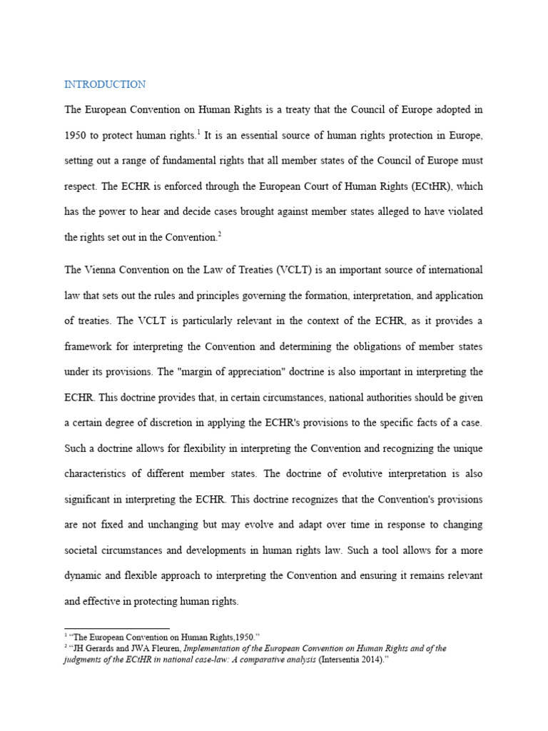 The European Convention On Human Rights Pdf European Convention On