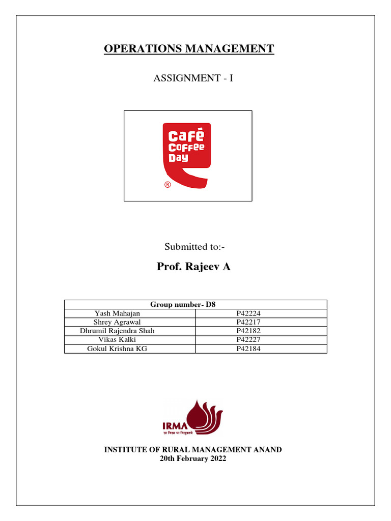 Operations Cafe Coffee Day | PDF | Coffeehouse | Marketing